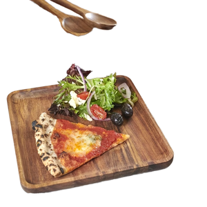 Planche à découper carrée en bois naturel gravé pour cuisine, maison, hôtel, restaurant, planche de service en bois pour salade, pizza - Product Image 1