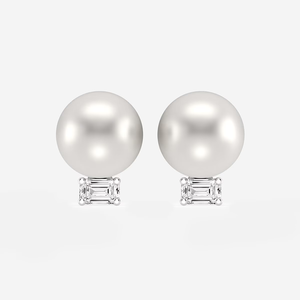 Boucles d'oreilles clous de luxe en perles de culture d'eau douce de 9,5 à 10,0 mm et diamants de laboratoire de 0,5 carat avec une élégance intemporelle et une équité éthique - Product Image 2