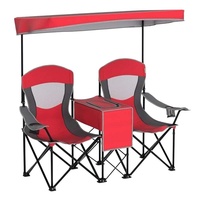 HE-1319 Factory Direct Chaise de plage de loisirs en plein air Portable pliable Ice Pack Double Lover Chair avec hangar pour le camping