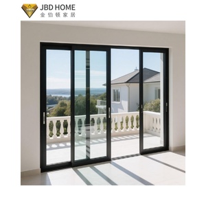 Système de porte coulissante en verre en alliage d'aluminium moderne, charnières cachées, isolation acoustique, guide au sol, intégration murale sans couture pour l'intérieur - Product Image 2