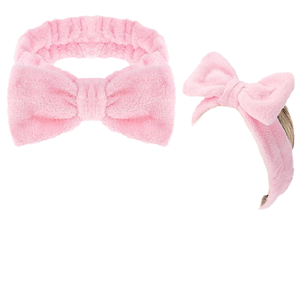 Bandeaux élastiques transparents en soie et coton, avec nœud tendance, pour spa facial et douche, en tissu polaire coloré et mignon pour femmes - Product Image 4