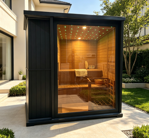 Sauna de Vapor de Madera Sólida Negra Cuadrada de Bajo Consumo Energético para 3-4 Personas, Fácil de Usar, 1 Año de Garantía, para la Salud Circulatoria - Product Image 1