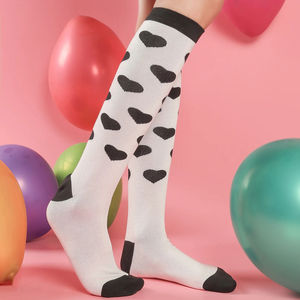 Atacado Engraçado Lábios Coração Imprimir Sheer Slik Meia Meias Com Arco Valentine Coxa Alta Mulheres Meninas Meias - Product Image 2