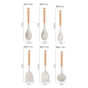 Wooden Handle Silicone Spatula Heat Resistant Kitchen Utensil For Non Stick Pan Stir Fry Soup Ladle Frying Spoon - Product Image 2