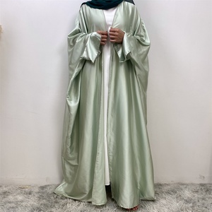 1427# Gorgeously Ladies Latest <b>Abaya</b> Sparkle Diamond Split Sleeves Smooth Satin Elegant Muslim Open <b>Abaya</b> - Product Image 5