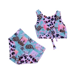 New Summer Toddler Baby Girl Leopard Swimming <b>Tankini</b> Adjustable Straps High Waist Reversible Swim Shorts Quick Dry - Product Image 1