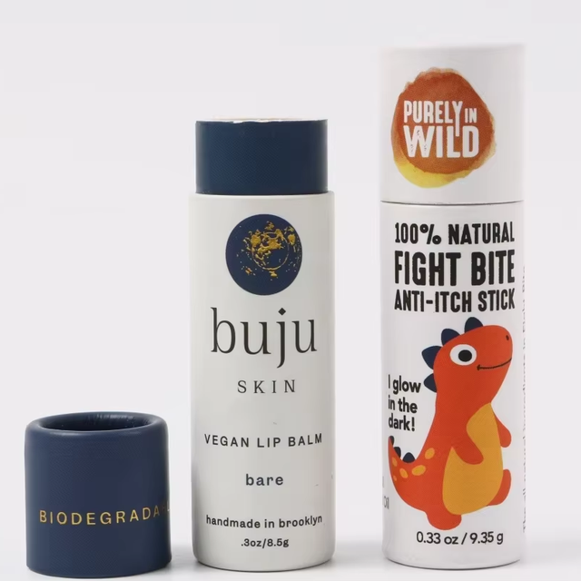 Biodegradable Recyclable Eco-Friendly Handmade Vanishing Cylinder Deodorant Paper Packaging Matt Lipstick Beauty Packaging