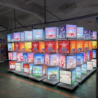 Présentoir Rotatif Personnalisable à LED pour Menu, Boîte Lumineuse Cubique à 4 Niveaux, Affichage Rotatif