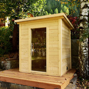 Sauna extérieur moderne de luxe, miroir noir carré, avec poêle, en forme de cube en bois, à <span class=keywords><strong>vendre</strong></span> - Product Image 4