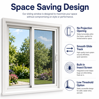 Ventanas Abatibles con Marco de Aluminio Insonorizadas, Doble Acristalamiento, Vidrio Templado para Hogares
