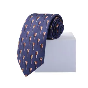 Hot Selling 2024 Wholesale Men's Printed Patterned Necktie Custom Logo Silk Neck Ties For Men