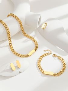 Conjunto de Collar y Pendientes de Cadena Cubana Unisex 316L, Geométrico, Estilo Hip-Hop Punk, Chapado en Oro, Acero Inoxidable, Zirconia, Grueso, para Aniversario - Product Image 5