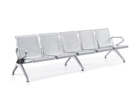 Chaise d'attente d'aéroport moderne en acier inoxydable gris argenté, triangle public, 3 ou 4 places, prix avantageux, vente chaude