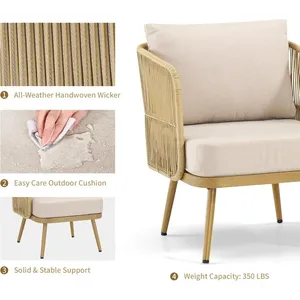 Juego de sillas de mimbre para exteriores, juego de sillas de barril de ratán, juegos de muebles de patio con cojín Hight :desity - Product Image 2