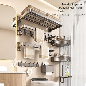 Estante para Toallas de Baño <span class=keywords><strong>Sin</strong></span> Taladrar; Porta Toallas de Baño Integrado para Baño, <span class=keywords><strong>Ducha</strong></span>, Aseo - Product Image 2