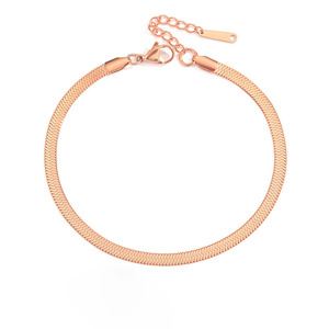 Pulsera plana de serpiente de acero inoxidable 316L de alta calidad de diseño clásico, tobillera de cadena de acero de titanio - Product Image 2