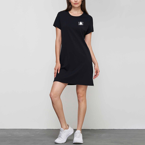 Wholesale Solid Color Breathable Cotton Jersey T Shirt Dress Custom Logo Crew Neck Short Sleeve Custom Women Casual <b>Mini</b> Dress - Product Image 2