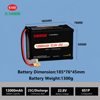 Baterai Drone FPV Semi-solid State Viwipow 12000mah 6S 3.8V 25C High-C Rating, Stok Massal, Dapat Disesuaikan, 600-800 Siklus