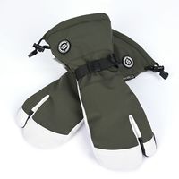Gants de Ski Imperméables en Cuir Véritable, Moufles de Neige et de Motoneige en Cuir avec Manchette Longue