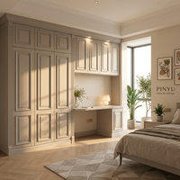Armoire murale minimaliste française à panneaux surélevés, rangement intégré pour chambre à coucher, mobilier en bois sur mesure pour toute la maison