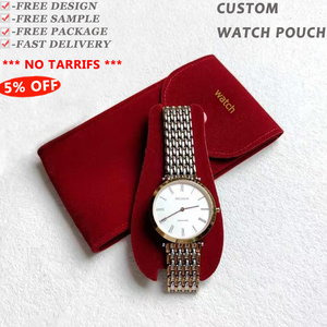 Custom logo Velvet <b>Watch</b> Pouch with Insert Suede Envelope Bag with Flap for Jewel case Rings Earrings Necklace Jewelry Packaging - Product Image 2