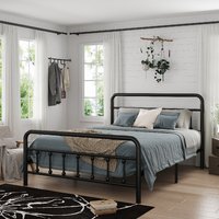 Cadre de lit en métal moderne personnalisable pleine taille avec tête de lit, structure stable, rangement intégré, silencieux, ODM/OEM pour hôtels et écoles
