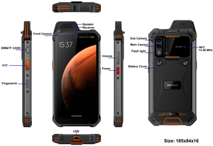 เครื่องมือถือแอนดรอยด์แบบพกพาที่ทนทานมาตรฐาน IP68 พร้อม 4G WIFI BT GPS - Product Image 2