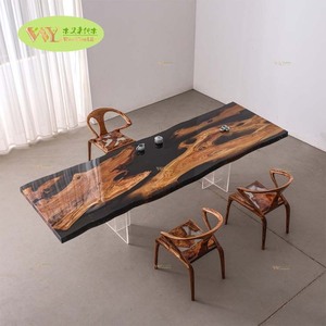 Mesa <span class=keywords><strong>de</strong></span> Madera <span class=keywords><strong>de</strong></span> <span class=keywords><strong>Olivo</strong></span> Natural con Borde Vivo y Resina Epoxi Negra 2026 - Mesa Grande <span class=keywords><strong>de</strong></span> Madera para Comedor y Conferencias - Product Image 1