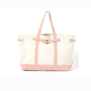 Sac fourre-tout en toile vintage avec fond robuste et quincaillerie dorée personnalisée, style charme côtier en coton naturel - Product Image 5