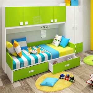 เตียงเดี่ยวพร้อมตู้เสื้อผ้าสำหรับเด็ก รุ่นทอมี่ นิกิ สีสันสดใส - Product Image 1