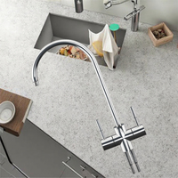 Robinet de cuisine portable en acier inoxydable écologique à débit unique, purificateur d'eau manuel à col long avec filtre RO pour usage domestique, 2-en-1, garantie 1 an