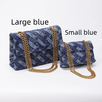 Sac à main bandoulière de luxe pour femme de marque célèbre, en jean rayé, avec doublure en polyester et décoration lettres, idéal pour l'hiver