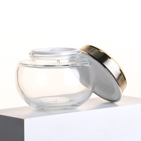 Pot en verre rond de 200g pour crème, avec couvercle doré électrolytique, conteneur vide pour produits de beauté et soins de la peau, idéal pour les salons de beauté (vente en gros)