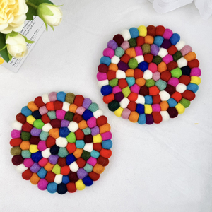 20 Cm Đầy Màu Sắc Cảm Thấy Quả Bóng Vòng Nơi Mat/ Nepal Lẩu Cừu Len/Cảm Thấy Bóng Pan Mat Nhà Sản Xuất - Product Image 6