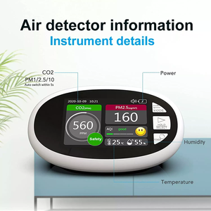 Analyseur de CO2 et PM2.5, détecteur de qualité de l'air avec compteur de dioxyde de carbone, moniteur de gaz HCHO TVOC AQI, dispositif d'analyse et de test PM2.5 - Product Image 6