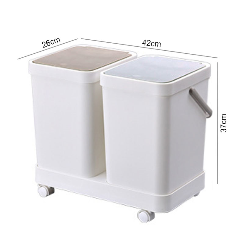 2022 Kitchen Restaurant Office Garbage Sorting Movable Bottom Mount Press Lid Double Trash Can Containers Rubbish Waste Bin