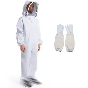 Full Body Safety Protective Bee Keeper Outfit Beekeeping Piarist Suit with Sheepskin Gloves for Professional