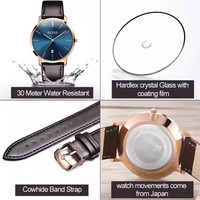 OLEVS 5869 Montres à Quartz Originales Analogiques Bracelets en Cuir Fins pour Hommes Femmes Couples Montre Relojes Para Hombre