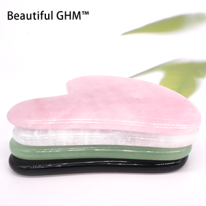 Herzförmiges Heil-Guasha-Gesichts <span class=keywords><strong>massage</strong></span> gerät Natürlicher Opal-Rosenquarz-Kristall-Jade-Gua-Sha-Stein für Körper anwendungen - Product Image 2