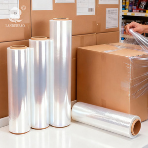ฟิล์มยืด 50 ซม. กว้าง 1000 ม. ยาว โปร่งใส HDPE สำหรับบรรจุภัณฑ์อุตสาหกรรม โลจิสติกส์ ปิดผนึก มัดรวม ฟิล์มป้องกัน ม้วนใหญ่ - Product Image 1