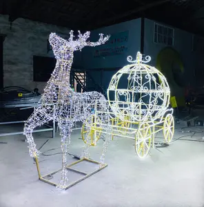 Новейший дизайн 2023, уличные 3D светодиодные рождественские олени, украшения, мотив, свет для продажи