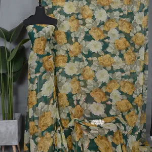 Produsen grosir pola bunga sifon kain georgette Korea lembut Prancis kain Georgette untuk gaun