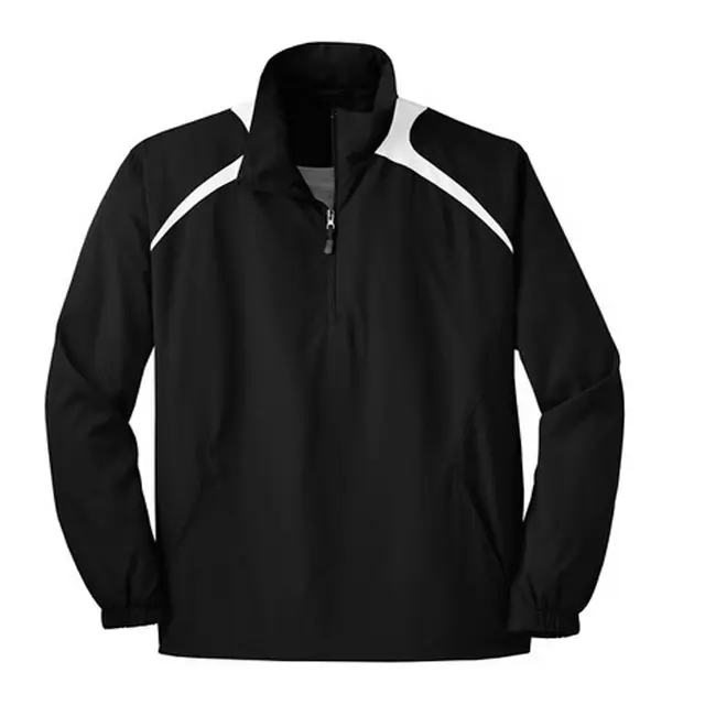 2021 New Design Half Zipper Men's Sports Pullover Jacket 100% Polyester Shell Men Regular Clothing Length Blouson Plain Dyed