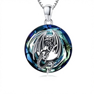 Collar con colgante de plata de ley MoLin con inicial E, diseño de girasol y sirena, con diamantes certificados en engaste de bisel, chapado en rodio, de moda - Product Image 1