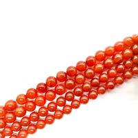 Perles Rondes en Cornaline Rouge en Gros pour Fabrication de Bijoux, Cristal d'Agate Naturelle, Pierres Précieuses 4/6/8/10/12/14/16MM, 1 Fil 15.5 Pouces