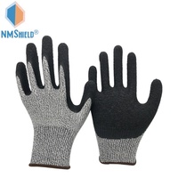 NMSHIELD CE Custom Crinkle Latex beschichtete blaue Arbeits handschuhe Handjob ANSI A4 Anti-Cut-Handschuhe EN388 Industrie handschuh