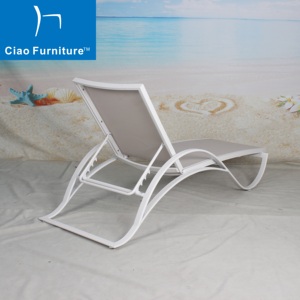 Chaise longue empilable en tissu Sling pour extérieur, hôtel, plage, piscine, en aluminium - Product Image 5