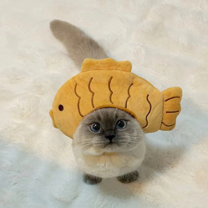 Chapeau en peluche doux et respirant en forme de poisson mignon pour chat de compagnie, accessoire de costume décoratif pour poupées - Product Image 3