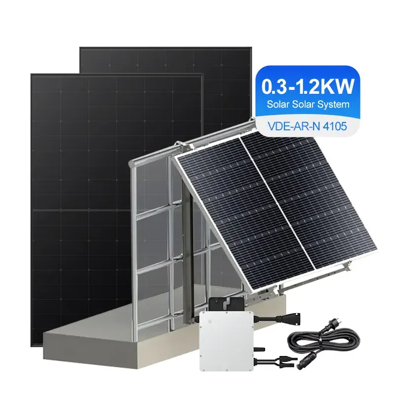 調整可能なバルコニー取り付けブラケットシステム太陽エネルギーシステム300W600W800W1200W商用MPPTグリッド太陽光発電システム