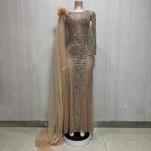 فستان سهرة NOVANCE للنساء صيف 2022، فستان حفلات مزين بالألماس مع شال من التول، فستان سهرة أنيق للحفلات والمناسبات - Product Image 2